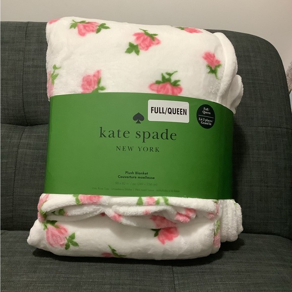 kate spade Other - KATE SPADE.QUEEN, White and Pink Floral Plush Blanket 🌸🌸🌸